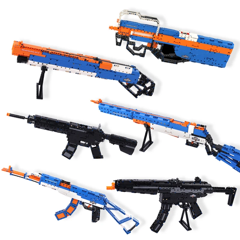 Military SWAT GUNs Building Blocks Bricks Set Revolver Pistol Power M23 98K AK47 Rifle Submachine WW2 Weapons Model Toy For Boys