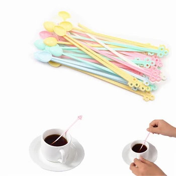 

Plastic Spoon Mini Scoop Stirring Rod Colorful Long Handle Mixing Spoon Nontoxic PP Ice Cream Round Scoops Cutlery 12.7cm 100pcs