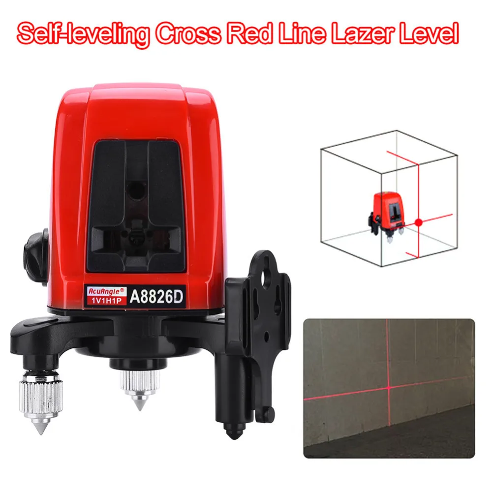 

A8826D 360 Degree Self-leveling Nivel Cross Red Laser Levels Meter 2 Line 1 Point 635nm Leveling Instrument