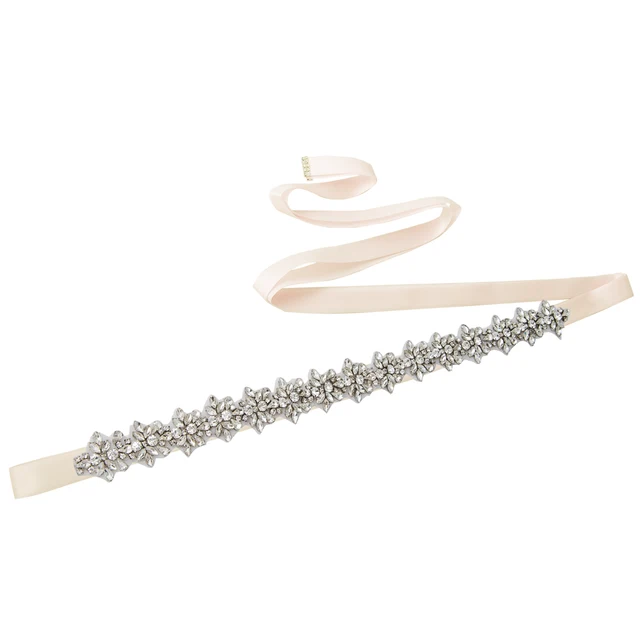 Wedding Silver Rose Gold Bridal Belt Party Gown Dresses Accessories Wedding Sashes Belt Crystal Bridal Sash Bride Belt for Women baby pink