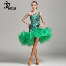Ladies Latin ballroom competition dance dress sexy sleeveless latin tango standard dress