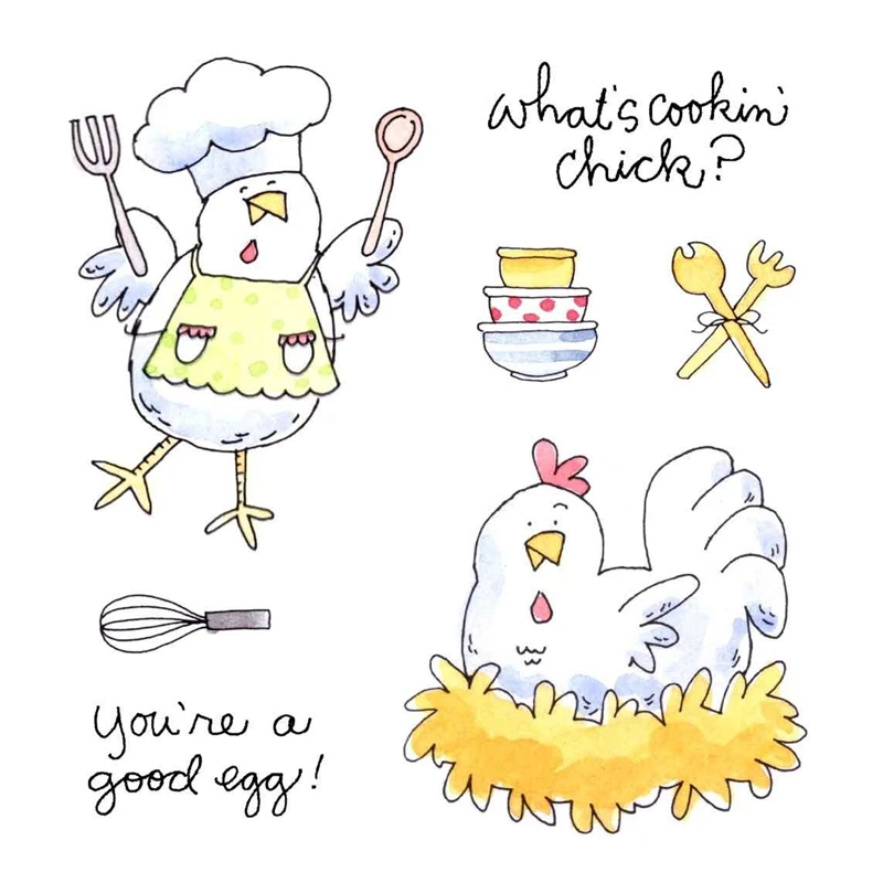

FXL Cooking Chicks Transparent Clear Silicone Stamp/Seal for DIY scrapbooking/photo album Decorative clear stamp