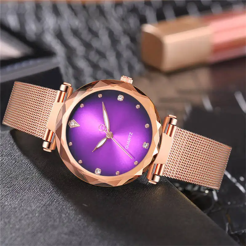 

2019 Luxury Brand lady Crystal Watch Women Dress Watch Fashion Rose Gold Quartz Watches Female Stainless Steel Wristwatches