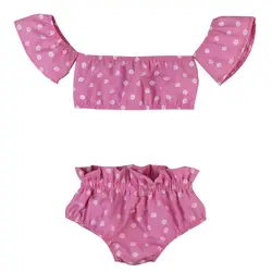 2 шт. для малышей Одежда для детей; малышей; девочек цветочный одежда Рубашка с короткими рукавами Костюмы топы+шорты комплект Bebes Обувь для