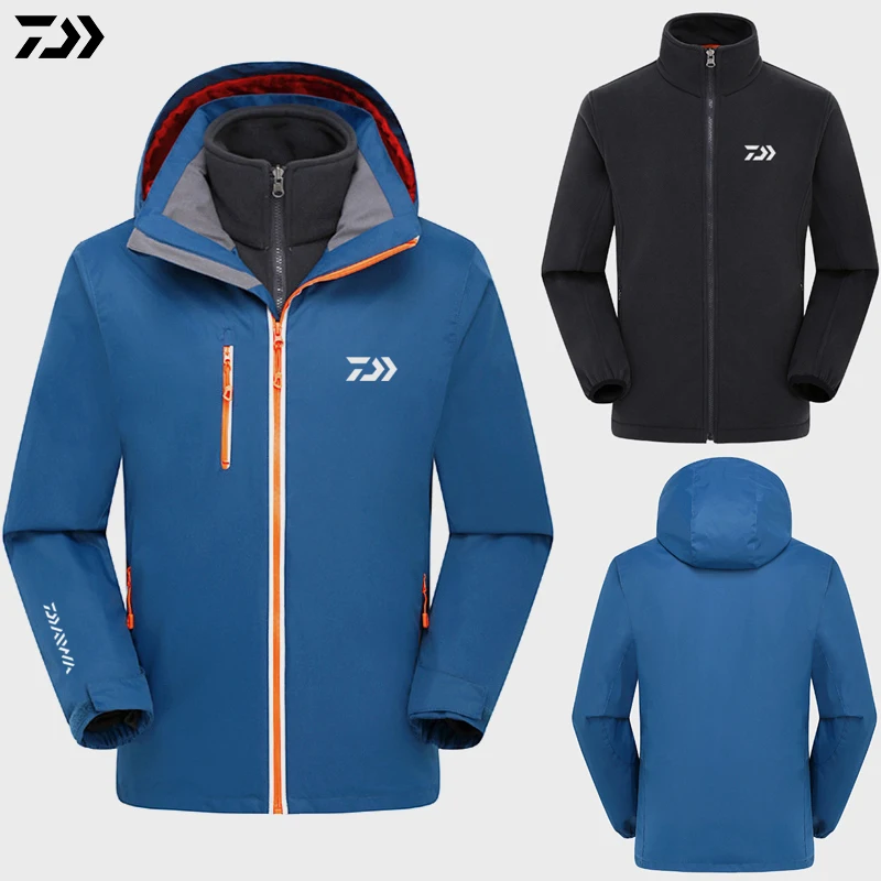 

Daiwa Jacket Clothes for Men Parka Plus Velvet Autumn Winter Coat Two-Piece Keep Warm Waterproof Windproof Fishing Jackets
