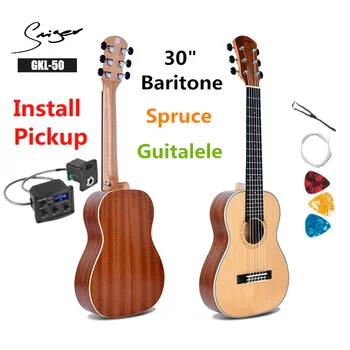 

Guitalele Guilele 30 Inches Spruce Guitalele Mini Electric Baritone Acoustic Guitars 6 Strings Ukelele Pickup Travel Guitar