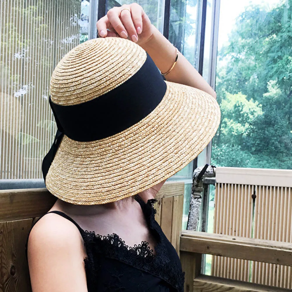 Buy 100 Wheat Straw Summer Women Beach Bucket hat For
