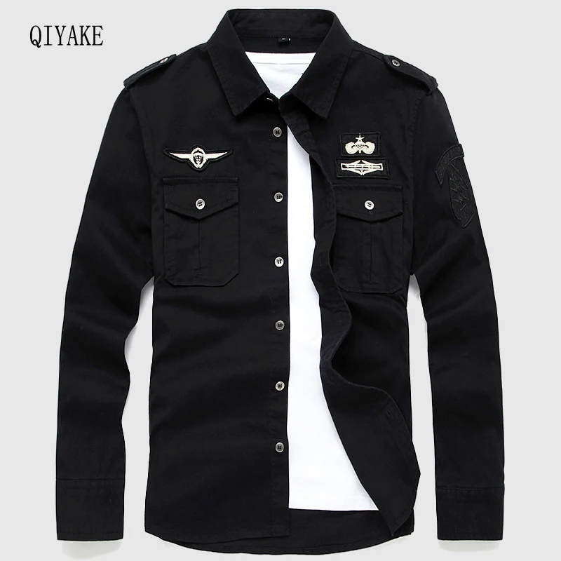 

Newest promotion 2017 High quality men's military uniform style shirts men Casual long sleeved shirt purified cotton Tops men