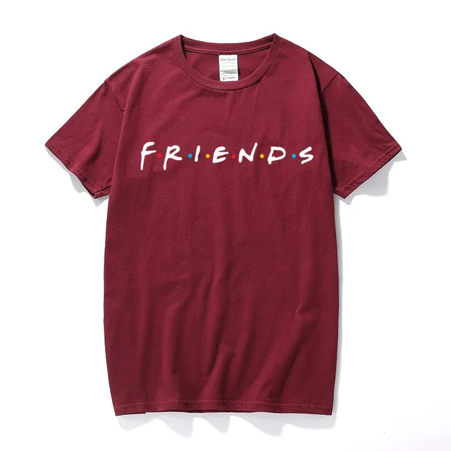 Модная брендовая футболка мужская с коротким рукавом друзья ТВ шоу рубашки пустой подарок хипстер взрослая футболка Camisetas - Цвет: Бургундия