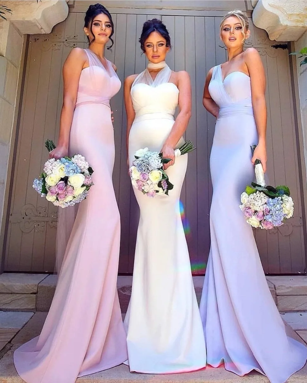 2019 New Pink Bridesmaid Dress Long Gowns Mixed Style