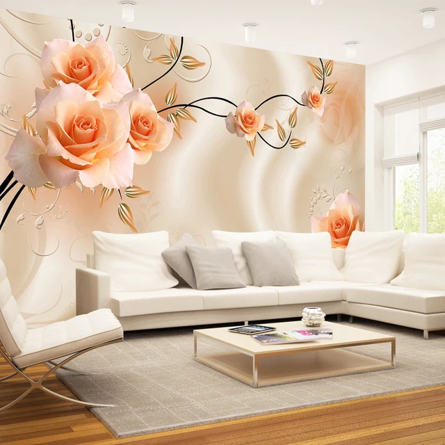 Custom Size Silk Cloth Flowers Photo Wallpapers Fl Rose Mural Custom Size Silk Cloth Flowers Photo Wallpapers Fl Rose Mural For Tv Sofa Backdrop Living