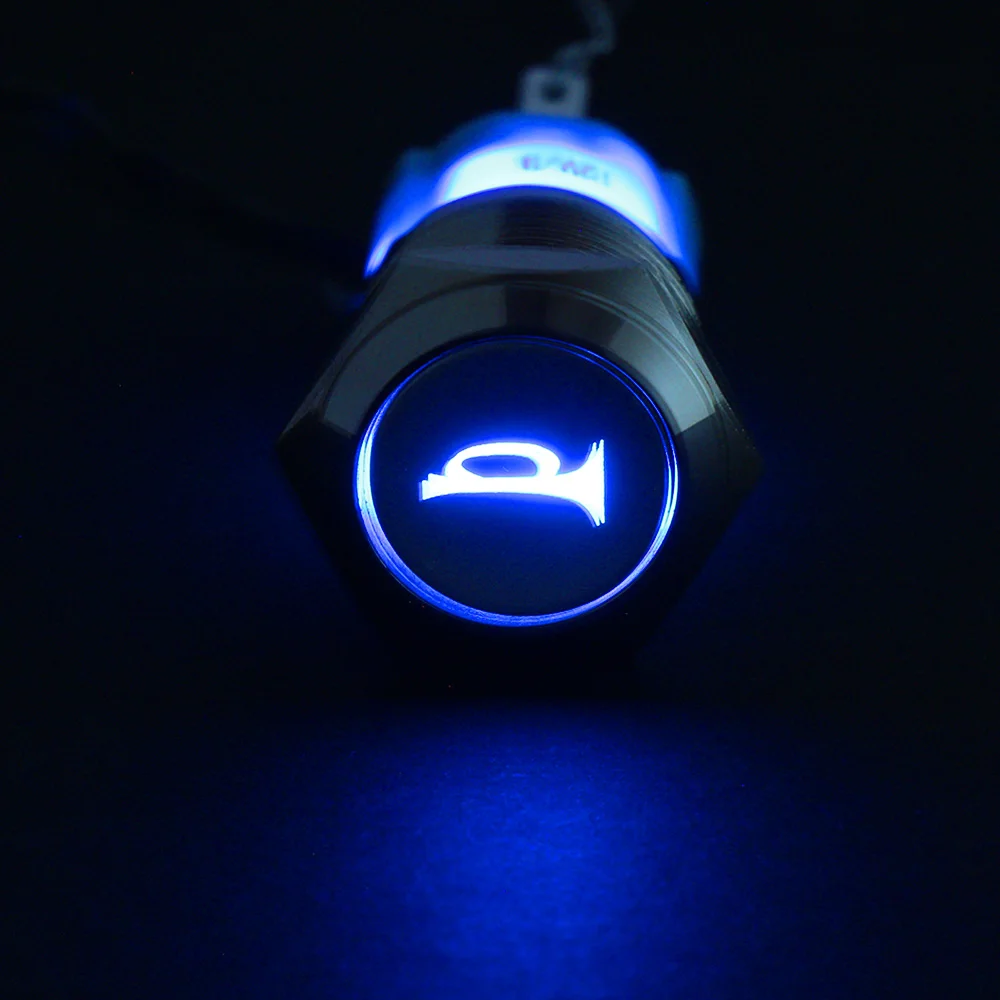 

16mm 5/8" 12V LED Power Light Momentary Push Horn Button Metal Switch Push Button Car Boat Latch Speaker Bell Horn