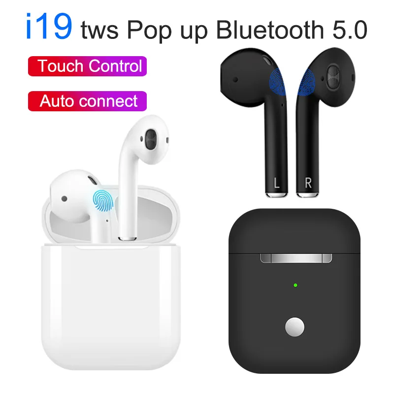 

Pop Up i19 TWS air Pods Wireless headset mini Bluetooth 5.0 Earphones i7S Earbuds XY ear pods PK i10 i12 i18 i30 i60 W1 Chip