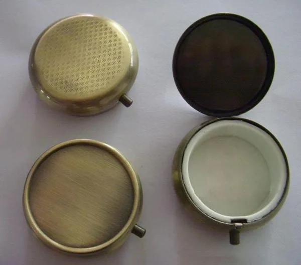 100pcs Bronze Blank Metal Pill boxes DIY Medicine Organizer container