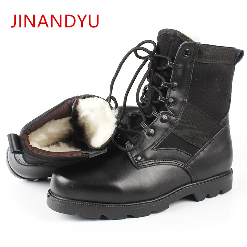 

Natural Wool Mens Genuine Leather Snow Boots Winter Warm Steel Toe Work Shoes Men Army Boots Fashion Motorcycle Combat Boot 2019