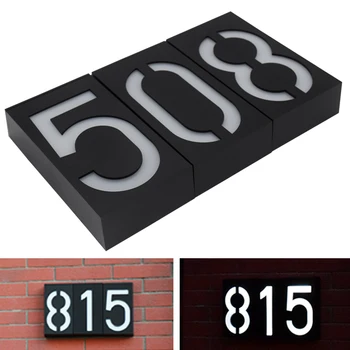 House Number Solar Light LED Bulb Digital Solar Powered Lamp Wall Mount Illumination Doorplate Porch Lights With Battery outdoor lighting doorplate solar lamp waterproof ip65 led solar light outdoor house indicating number solar number light