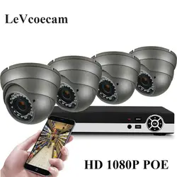 H.265 4CH POE NVR комплект 2MP 1080 P безопасности Камера CCTV Системы Открытый IP Камера IP66 Водонепроницаемый P2P Onvif наблюдения комплект