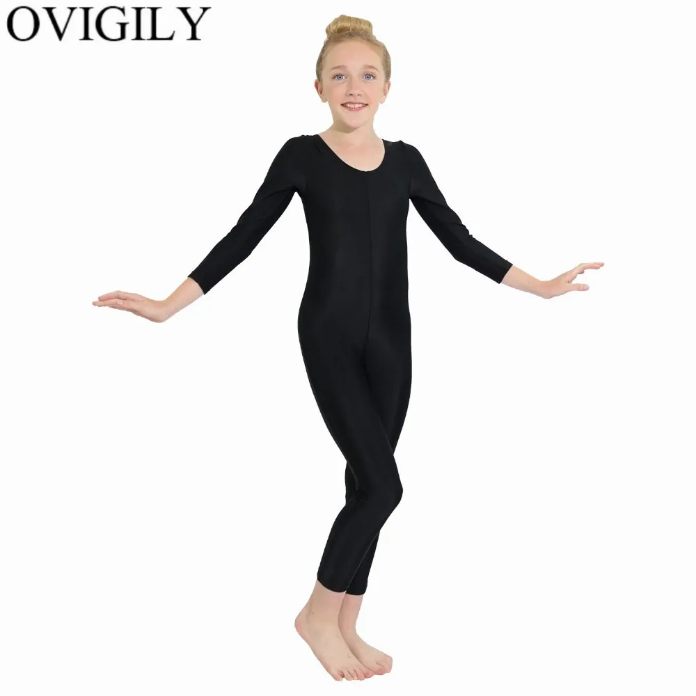 OVIGILY Child Long Sleeve Gymnastics Unitards Girls One Piece Spandex