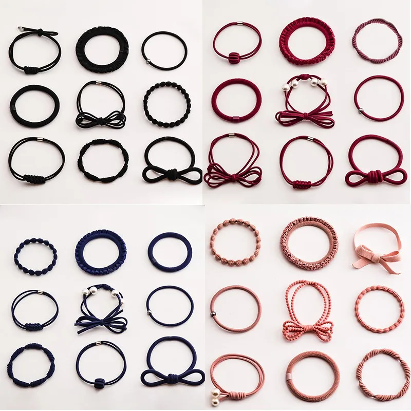 

9 Pcs Hair BandsBaby Girl Pearl Bowknot Elastic Headbands Holiday Party Hair Band Headwear Accessories Rubber Headbands 2019