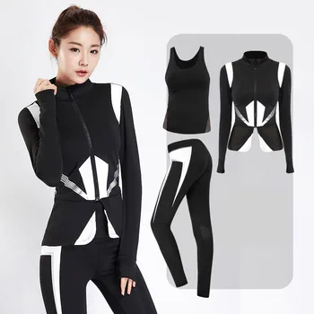 

Women's Sports Suit Sports Clothes Set Fitness Set Yoga Suit Female Sportswear Ladies Gym Suit Running Shirt+Bra +Pants