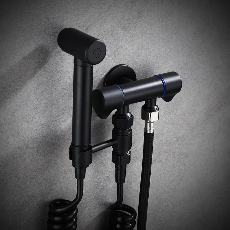 Hand held Toilet Bidet Sprayer set Kit Solid Brass Black Hand Bidet faucet for Bathroom hand sprayer shower head