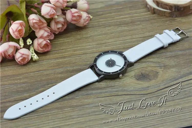 Влюбленные пары спортивные аналоговые кварцевые наручные часы черные белые автоматические вращения секундные кожаные часы унисекс для женщин и мужчин