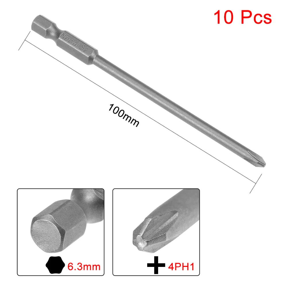 Uxcell 10 шт. PH1 S2 1/" Шестигранным хвостовиком 4 мм диаметр. Магнитная отвертка Philips bits 100 мм DIY Замена, электрические ручные инструменты