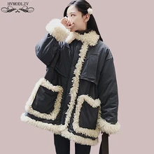 Женская зимняя базовая куртка новая овечья шерсть стеганая хлопковая куртка длинная хлопковая парка модное теплое пальто размера плюс HJ180