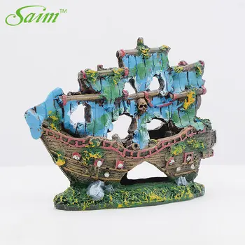 

Saim Aquarium Wrecked Boat Ship Aquarium Decoration Ornament Aquarium Cave Stone Fish Tank Decorative Rocks Wreck Sunk Fish Tank