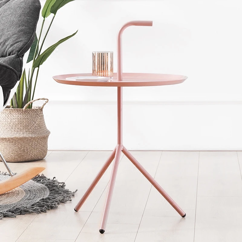 Nordic style iron side simple minimalist metal table bedroom balcony bed round corner table Nordic style iron side simple minimalist metal table bedroom balcony bed round corner table