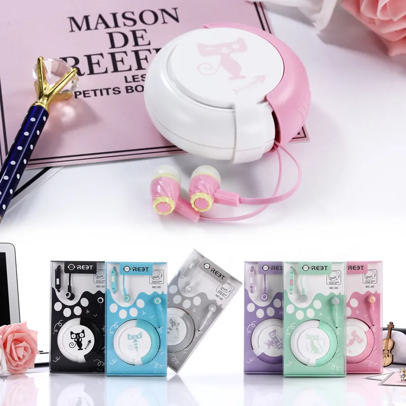 

Cartoon Cute cat Earphones 3.5mm In-ear Music Universal Earbuds Mic With Cat Storage Box For iphone Samsung Xiaomi Kids Gift