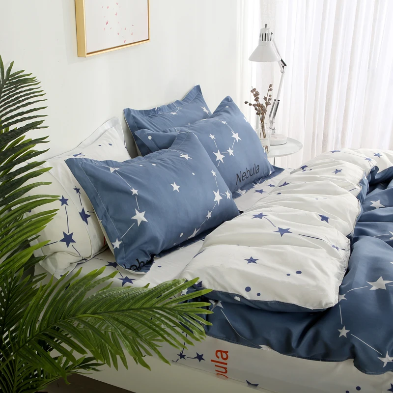 Постельное белье со звездами в скандинавском стиле, постельное белье, наволочка, двуспальный размер, Комплект постельного белья с плоской простыней, Декор для дома