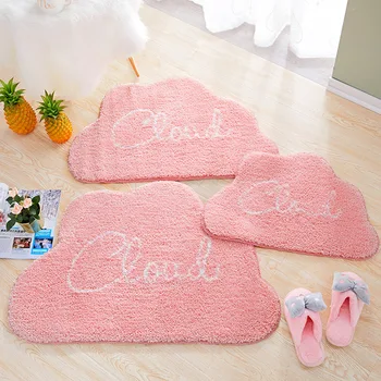 

Thick Plush Rugs Lovely Solid Pink Carpets Bedroom Door Floor Mat Soft Warm Anti-slip Polyester Home Princess Style Area Rug