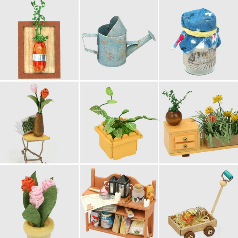DIY деревянный Солнечный садовая Статуэтка кукольный домик 3D светодиодный мини набор для кукольного домика с мебельным комплектом легкий подарок к Рождеству