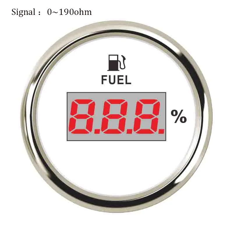 52 мм Морской индикатор уровня топлива 0~ 190 Ом датчик уровня топлива 9~ 32 В подходит для универсальных лодочных автомобилей датчик масла - Цвет: White Silver 190 ohm