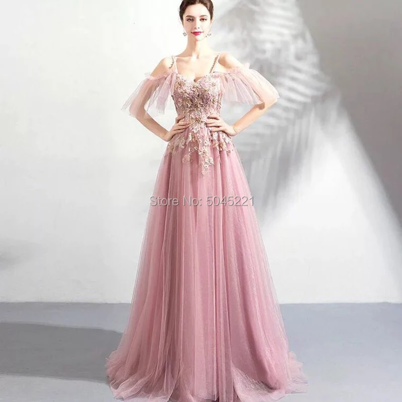 Новое поступление, дубайские вечерние платья с открытой спиной Robe De Soiree, длина до пола, v-образный вырез, цветы, официальное исламское платье