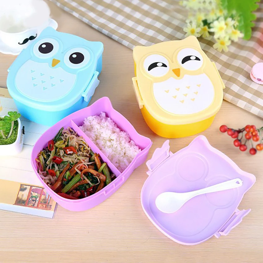 

box food box Storage for kids Kawaii Owl school lunch box Microwave Bento Container with compartments Case Dinnerware bento