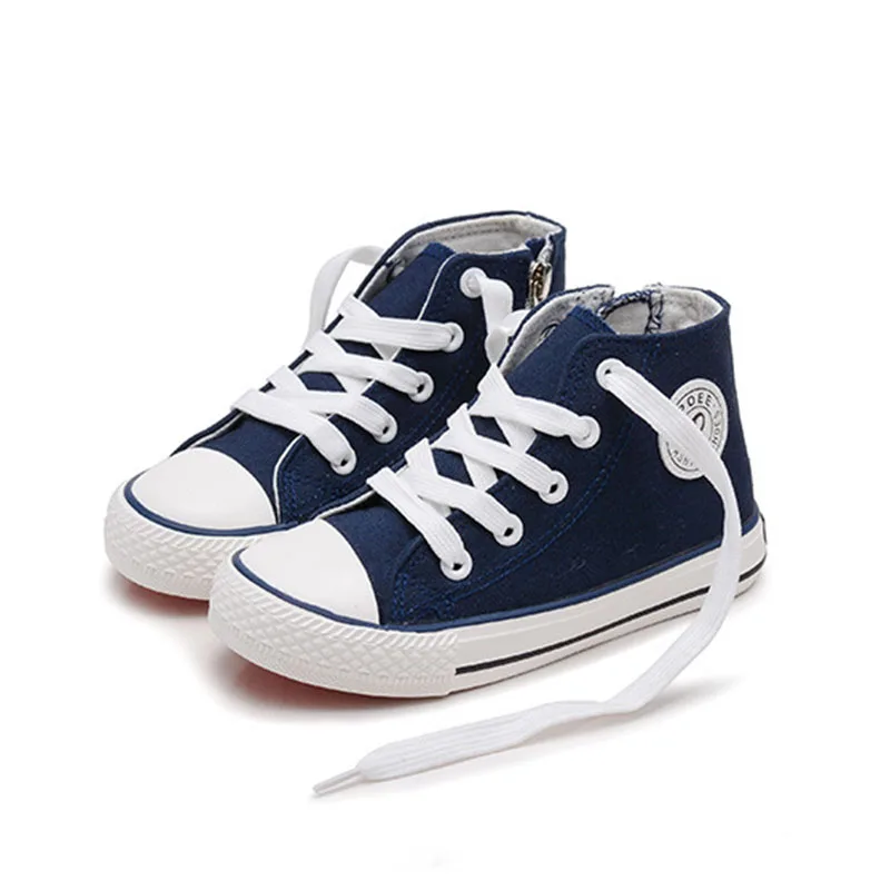 Детская парусиновая обувь унисекс для мальчиков, детские ботинки для девочек, повседневная обувь для студентов синего, черного, белого, красного цвета ботильоны на плоской подошве для малышей, A11161 - Цвет: Blue