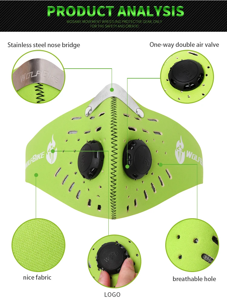 WOSAWE Велоспорт маска для лица PM 2,5 пыле велосипед Маска угольный фильтр дышащий лицо щит загрязнение маска