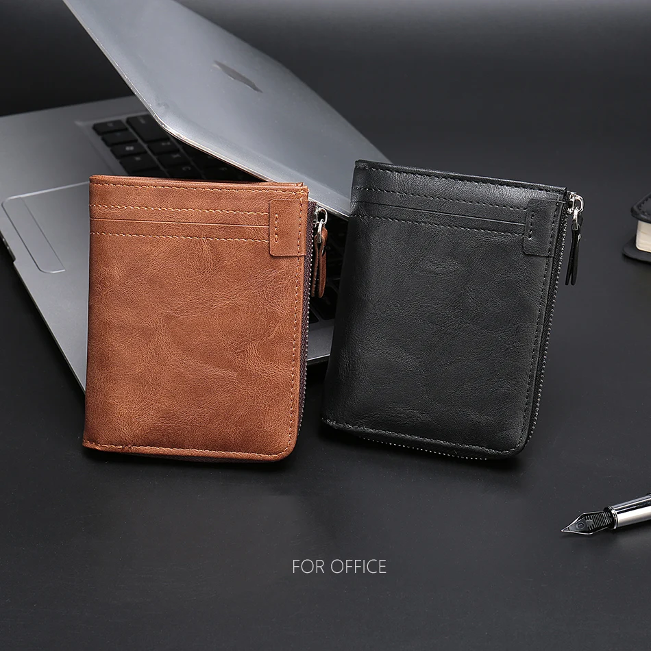 VORMOR брендовый высококачественный мужской кошелек, Короткий Мужской клатч, сумка для денег, кошелек для монет, винтажные кожаные кошельки, коричневый, черный
