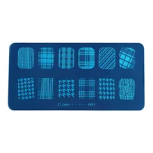 Estampación de Cooi-1-12 para uñas, diseño de celosía, sonrisa, encaje seco, imagen de flores rectangulares 3D, sellos de Metal para placas de Arte para uñas 2021