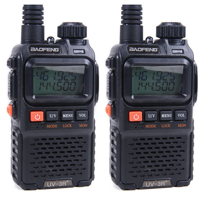 2PCS Baofeng UV 3R Plus Two Way Radio Portable Mini Walkie