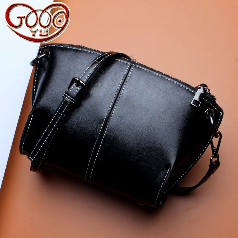 

Europe and the United States fashion simple two-layer leather shoulder Messenger bag leather wild shell-color multicolor ladies