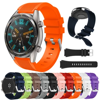 

10Color Silicone Wrist Strap for Huawei Watch GT Band Stripe Bracelet Strap for Huawei Honor Magic Smart Watch band Metal Buckle
