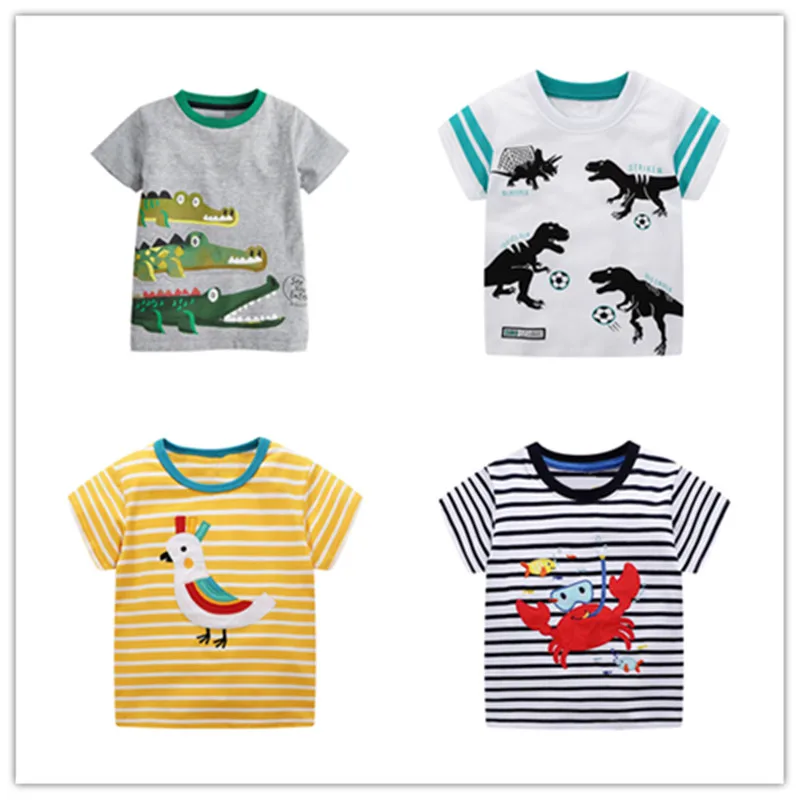 Футболки с героями мультфильмов для мальчиков и девочек детская футболка с принтом динозавра для мальчиков, Детская летняя футболка с короткими рукавами хлопковые топы, одежда