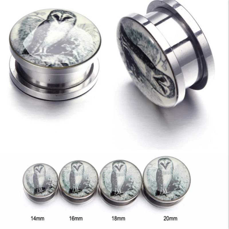 2pcs New Ear Plugs Tunnels Flesh Expansions Piercing Cute Animal Owl