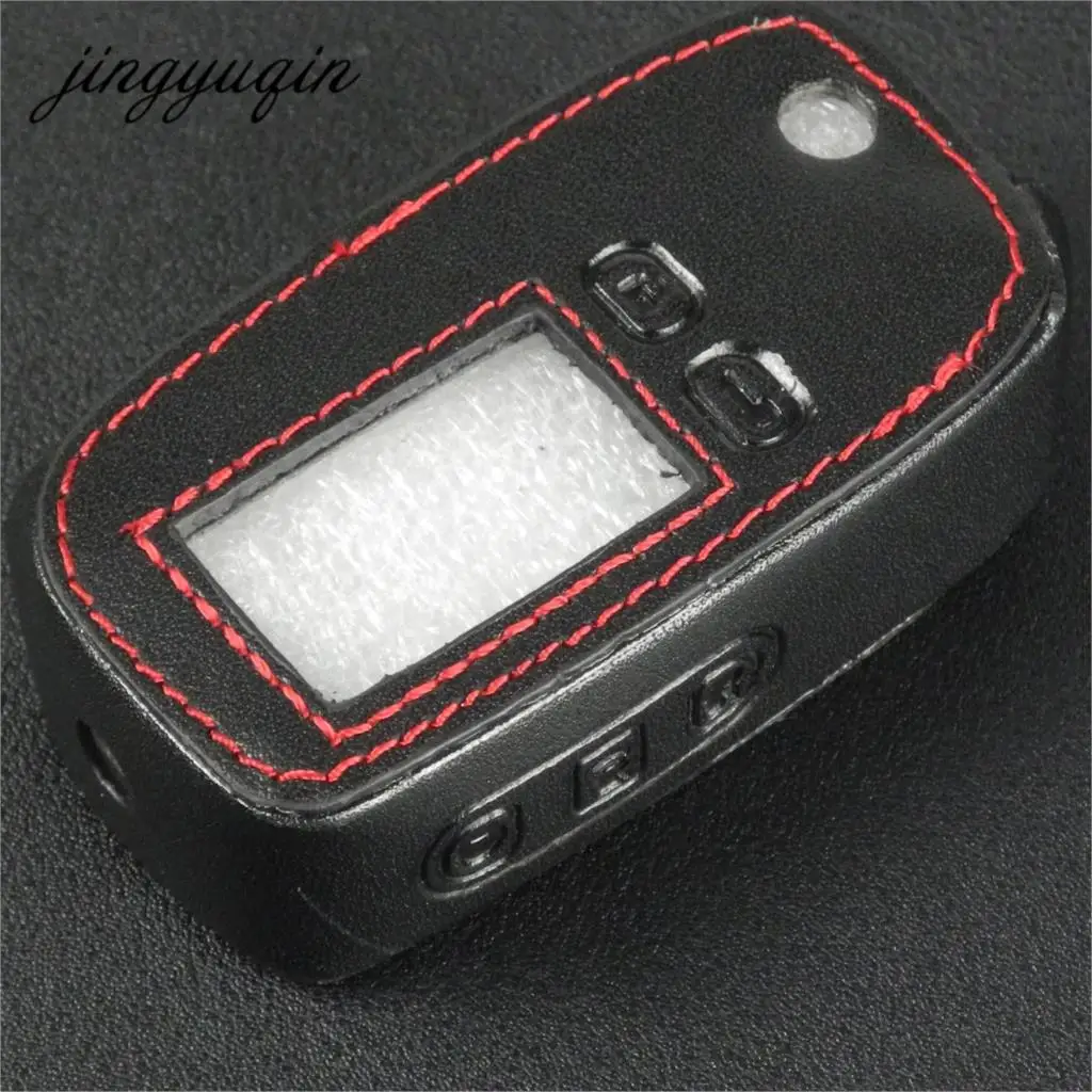 Jingyuqin кожаный чехол для ключей с откидной крышкой для Tomahawk TW9010 TW9020 TW9030 2 Way lcd Автосигнализация пульт дистанционного управления брелок складной чехол