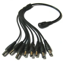 DC 1 to 8 Power Splitter Cable Adaptor 1 Female to 8 Male Cord For CCTV Camera