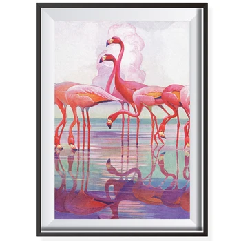 

Pink Flamingo Animals Oil Painting By Numbers On Canvas Modular Coloring Pictures By Numbers No Frame DIY Nordic 40x50cm