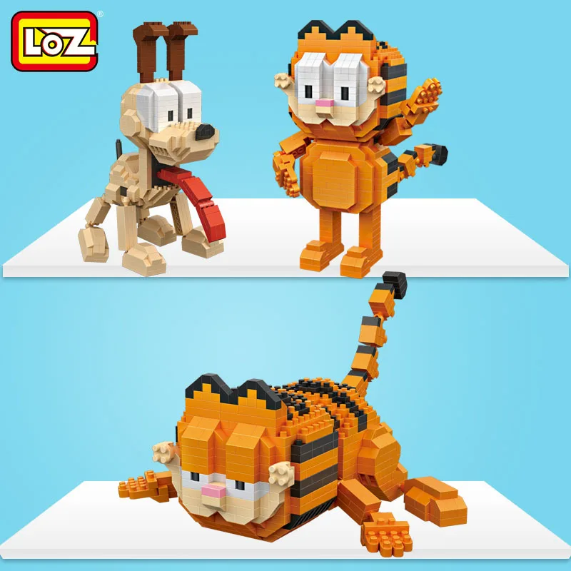 

LOZ Kawaii movie cartoon cat dog animal Odie Garfield plastic building blocks action figures educational toy 9757 9758